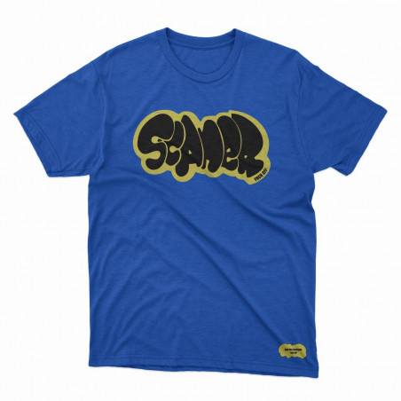 Camiseta azul con diseño del escritor de graffiti Scaner