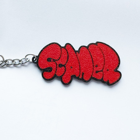 Llavero rojo con diseño del escritor de graffiti Scaner