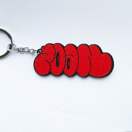 Llavero rojo con diseño del escritor de graffiti Zoan